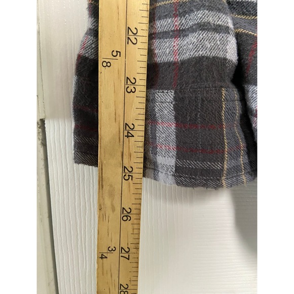 Stanley Mens Plaid Flannel Shirt Gray Red Button Front Long‎ Sleeve Large - Picture 8 of 9